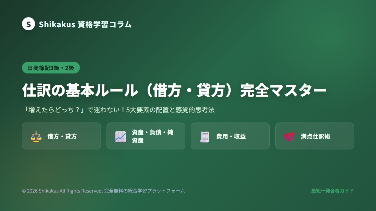 簿記の仕訳ルール 借方と貸方のイメージ