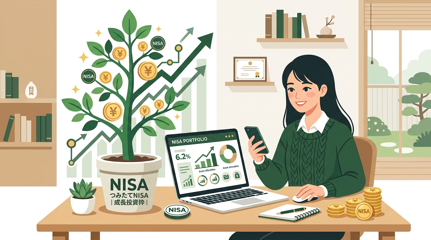 新NISA制度と資産運用のイメージイラスト